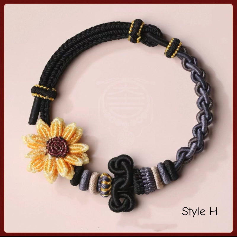 Wutai Blessed Wenchang Knot Sunflower Braided Bracelet for Exams & Career