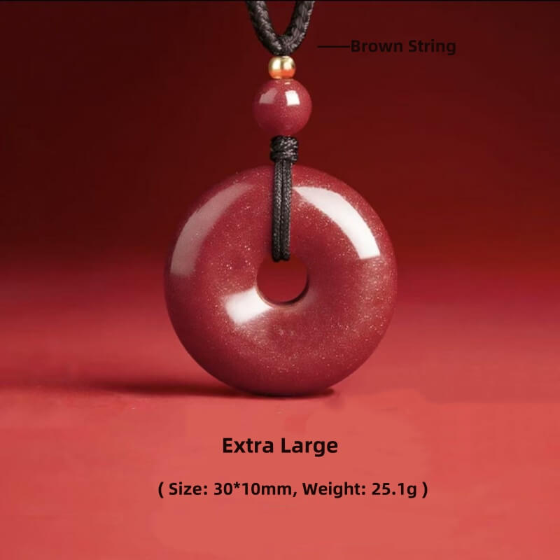 LuckyCharms Natural Cinnabar Peace Buckle Pendant Necklace