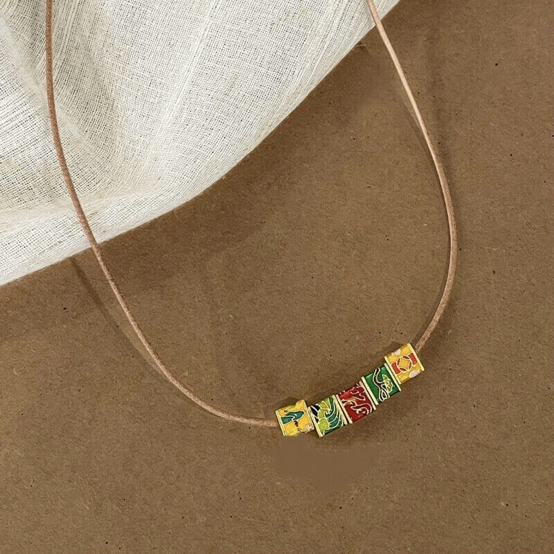 LuckyCharms Gold-plated Five Cubic Fortune-Turning WUXING Beads Necklace