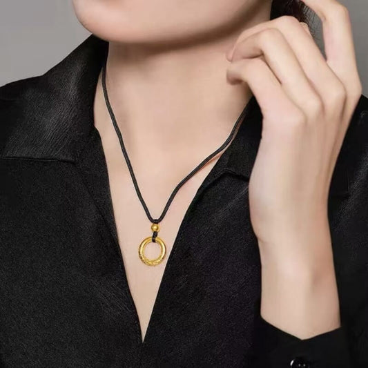 LuckyCharms Gold-plated Cloud Pattern Peace Buckle Pendant Necklace