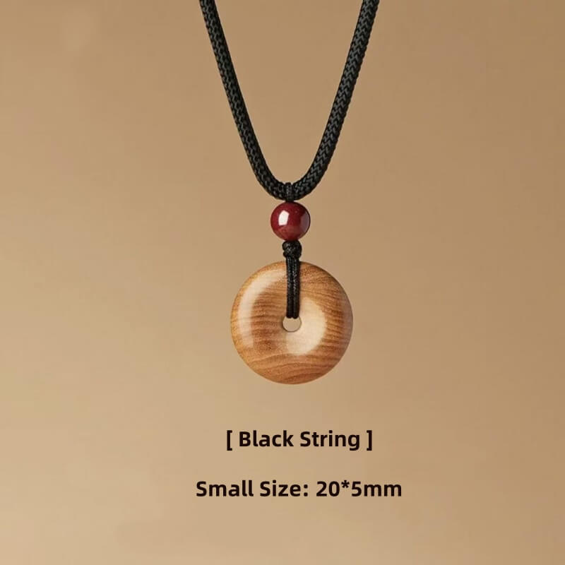 LuckyCharms Peach Wood Peace Buckle Pendant Blessing Necklace