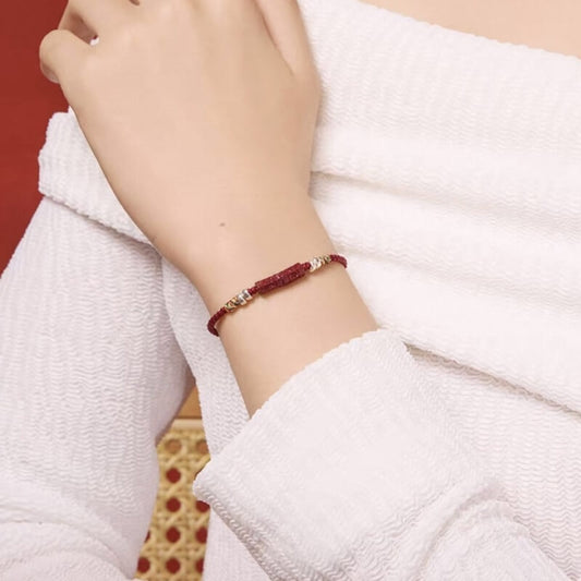 LuckyCharms Cinnabar Oṃ Maṇi Padme Hūṃ Braided Rope Bracelet