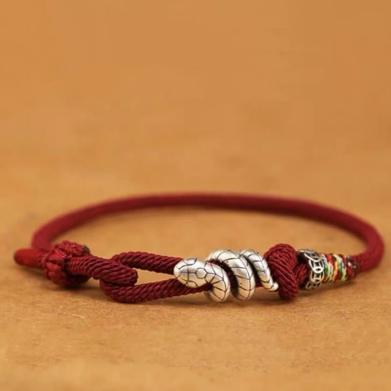 LuckyCharms Silver Snake Fortune & Protection Braided Rope Bracelet