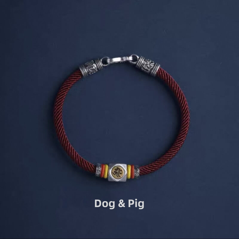 LuckyCharms Guardian Buddhas Seed Syllables Dark Red Bracelet