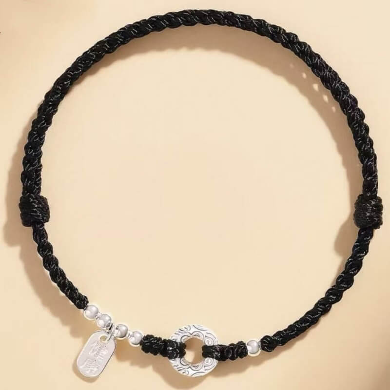 LuckyCharms 925 Silver Peace Buckle Luck & Happiness Braided Rope Bracelet