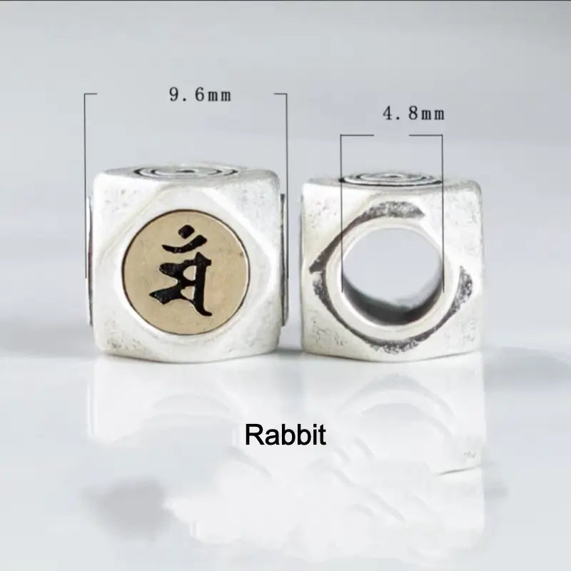 S925 Silver Inlaid Copper Large Beads | Zodiac Guardian Buddha Sanskrit Seed, DIY Bracelet Spacer Beads-LuckyCharms.Shop