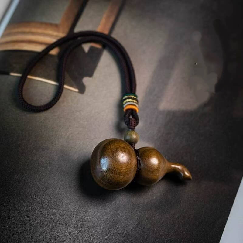 LuckyCharms Natural Lightning-struck Wood Taoist YINYANG Gourd Charm