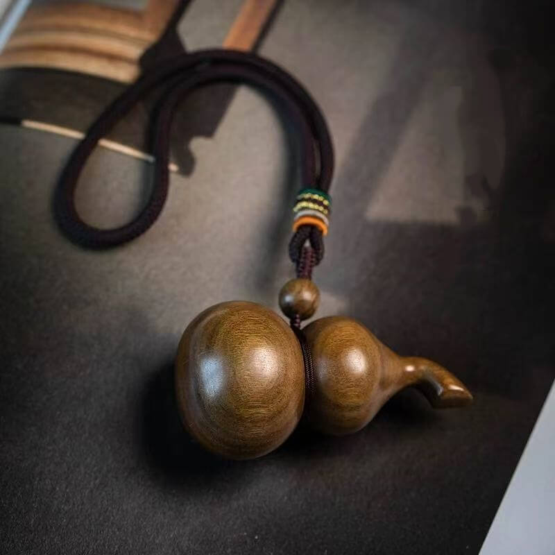 LuckyCharms Natural Lightning-struck Wood Taoist YINYANG Gourd Charm