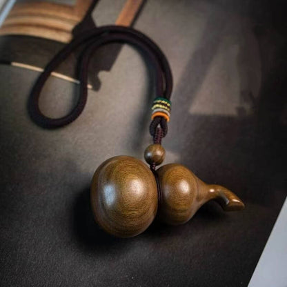 LuckyCharms Natural Lightning-struck Wood Taoist YINYANG Gourd Charm