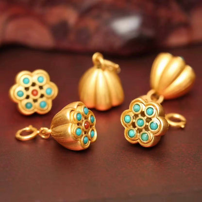 LuckyCharms Gold-plated Lotus Seedpod Pendant