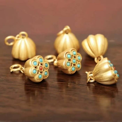 LuckyCharms Gold-plated Lotus Seedpod Pendant