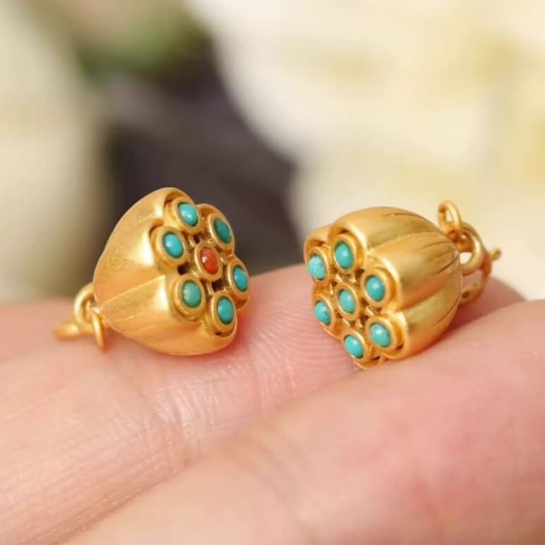 LuckyCharms Gold-plated Lotus Seedpod Pendant