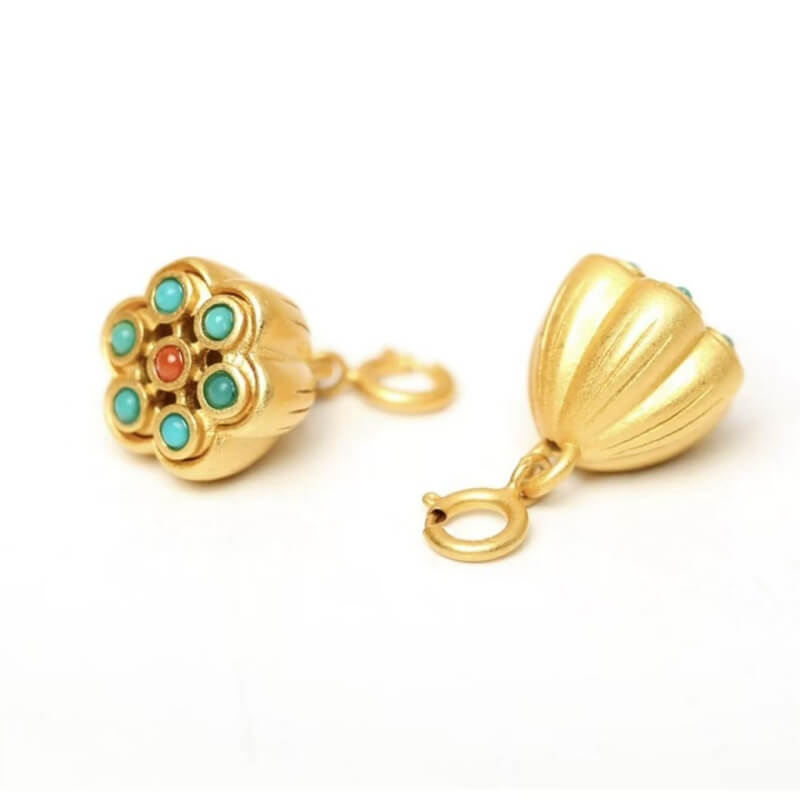 LuckyCharms Gold-plated Lotus Seedpod Pendant