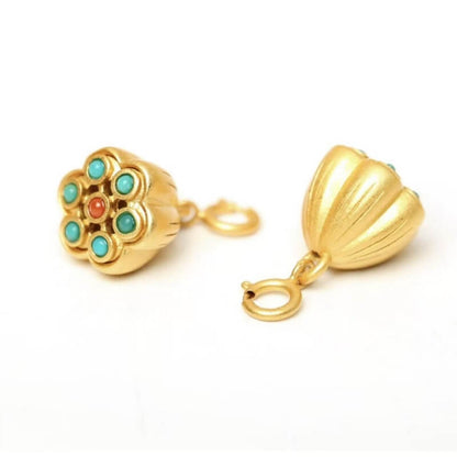 LuckyCharms Gold-plated Lotus Seedpod Pendant