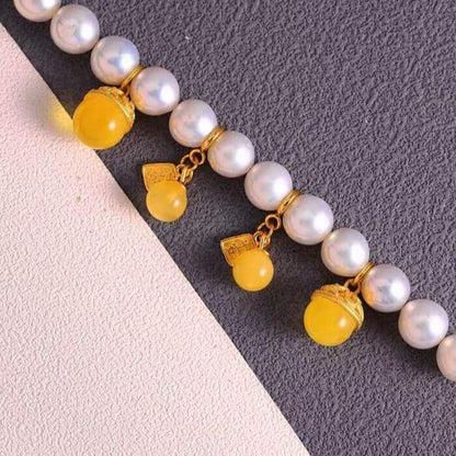 LuckyCharms Small Round Amber Gold-plated Pendant