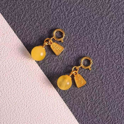 LuckyCharms Small Round Amber Gold-plated Pendant