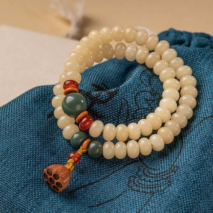 LuckyCharms White Jade Bodhi Lotus Seedpod Hand String