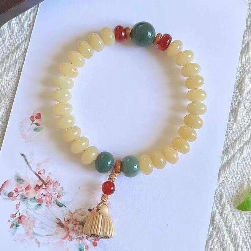 LuckyCharms White Jade Bodhi Lotus Seedpod Hand String