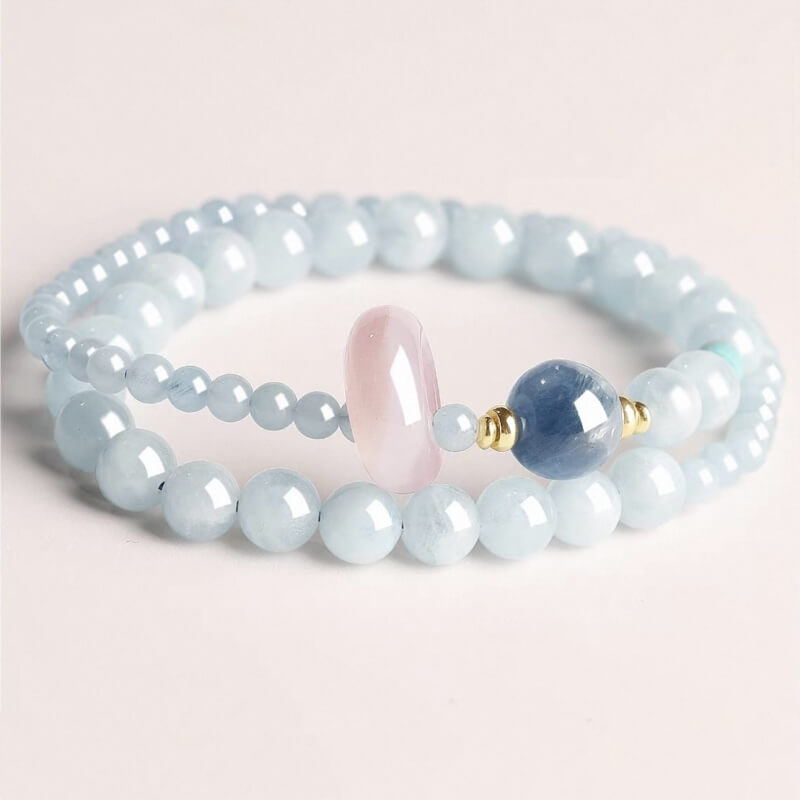 LuckyCharms Natural Aquamarine Blue Luck & Protection Blessing Bracelet