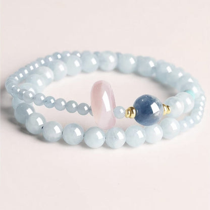 LuckyCharms Natural Aquamarine Blue Luck & Protection Blessing Bracelet