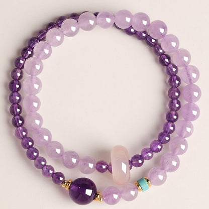LuckyCharms Natural Amethyst Purple Wisdom & Success Blessing Bracelet