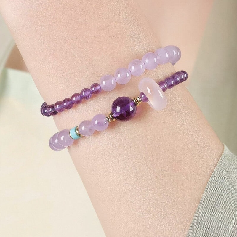 LuckyCharms Natural Amethyst Purple Wisdom & Success Blessing Bracelet