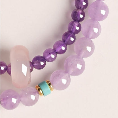 LuckyCharms Natural Amethyst Purple Wisdom & Success Blessing Bracelet