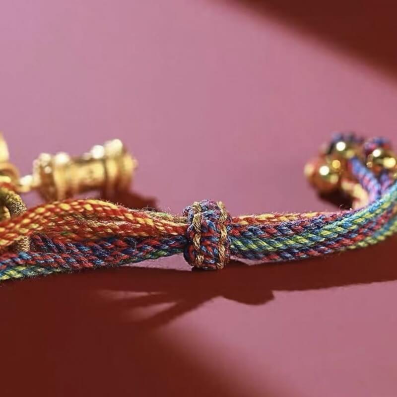 LuckyCharms Tibetan Luck Reincarnation Knot Prayer Wheel Blessing Braided Hand Rope