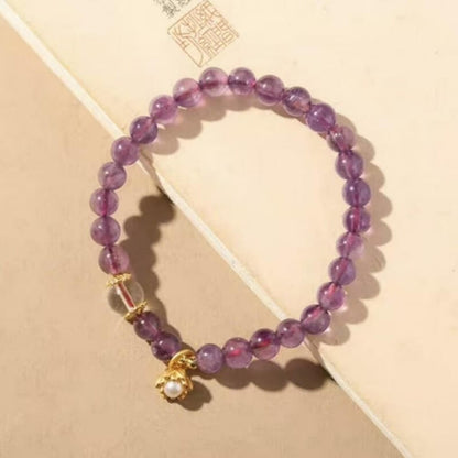 LuckyCharms Natural Amethyst Purple Rose Single-Stand Bracelet