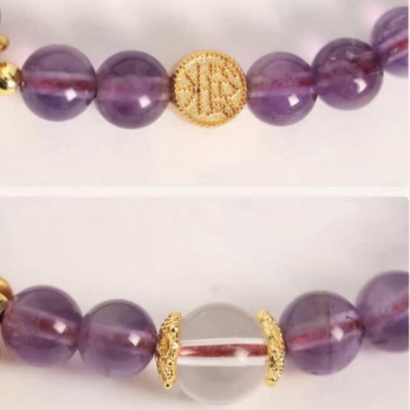 LuckyCharms Natural Amethyst Purple Rose Single-Stand Bracelet