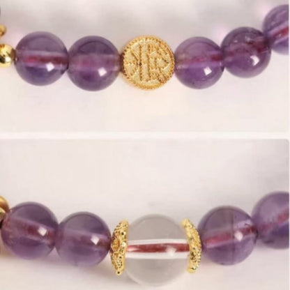 LuckyCharms Natural Amethyst Purple Rose Single-Stand Bracelet