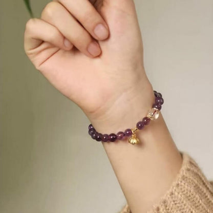 LuckyCharms Natural Amethyst Purple Rose Single-Stand Bracelet