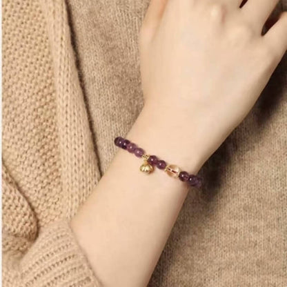 LuckyCharms Natural Amethyst Purple Rose Single-Stand Bracelet