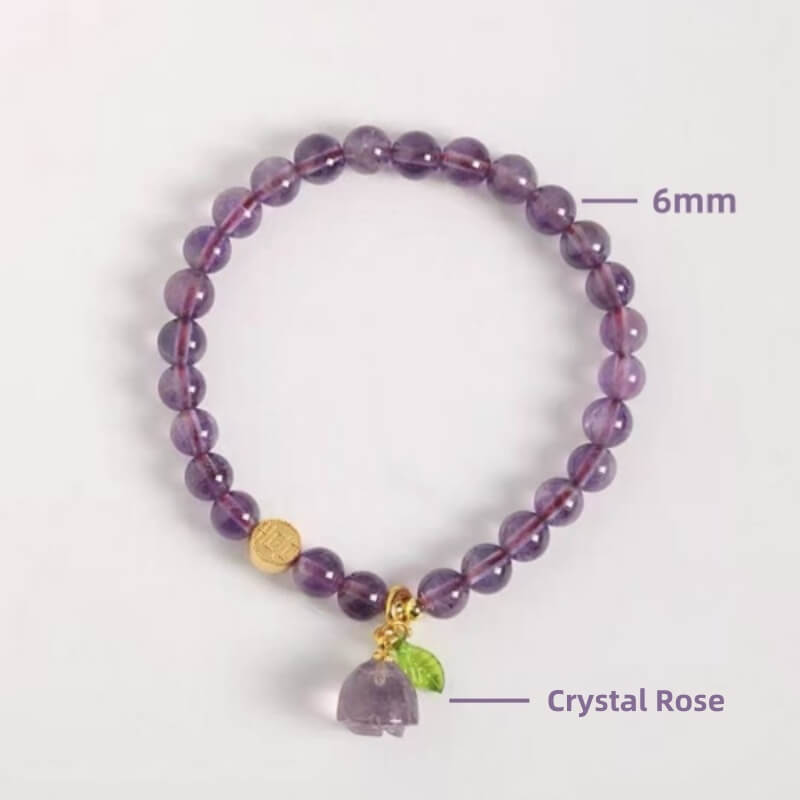 LuckyCharms Natural Amethyst Purple Rose Single-Stand Bracelet