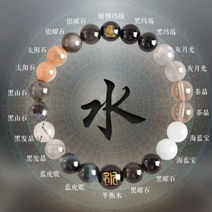 LuckyCharms Natural Crystal WuXing Five Elements Deficiency Supplementing Blessing Bracelet