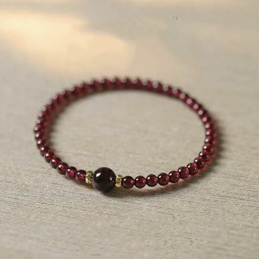 LuckyCharms Natural Garnet Fortune-Turning Beaded Bracelet