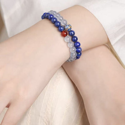 LuckyCharms Natural Lapis Lazuli Aquamarine Beaded Bracelet