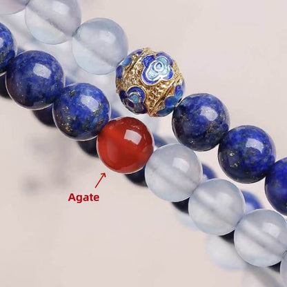 LuckyCharms Natural Lapis Lazuli Aquamarine Beaded Bracelet