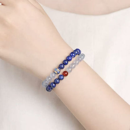 LuckyCharms Natural Lapis Lazuli Aquamarine Beaded Bracelet