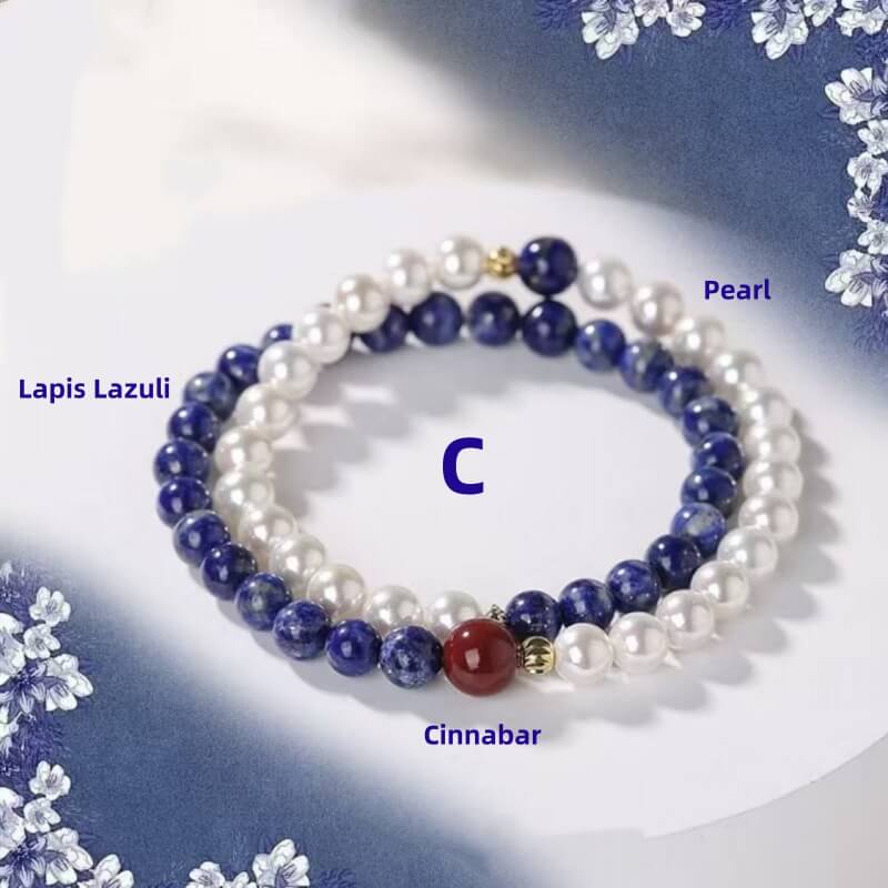 LuckyCharms Natural Lapis Lazuli Aquamarine Beaded Bracelet