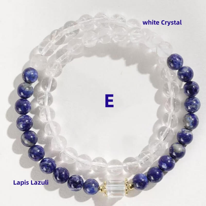 LuckyCharms Natural Lapis Lazuli Aquamarine Beaded Bracelet