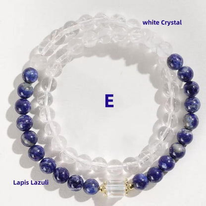 LuckyCharms Natural Lapis Lazuli Aquamarine Beaded Bracelet