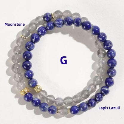 LuckyCharms Natural Lapis Lazuli Aquamarine Beaded Bracelet