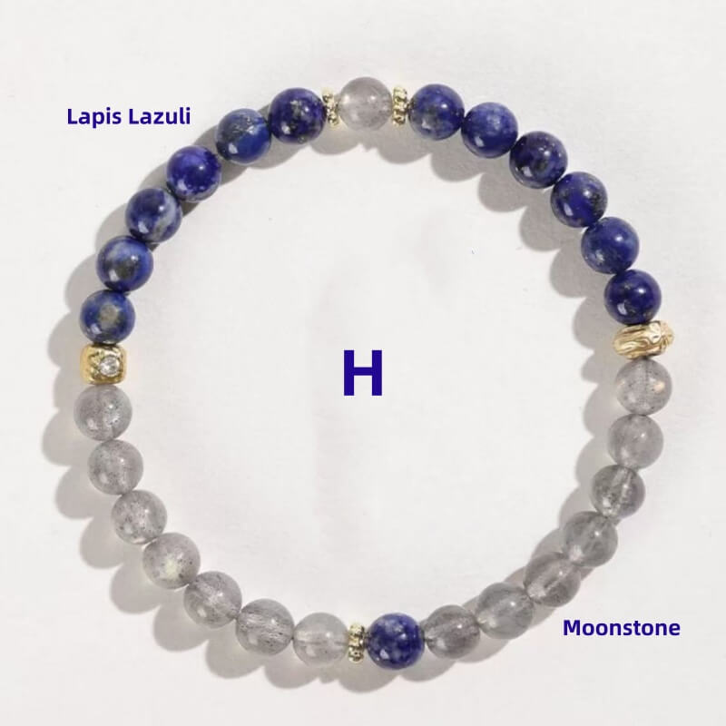 LuckyCharms Natural Lapis Lazuli Aquamarine Beaded Bracelet