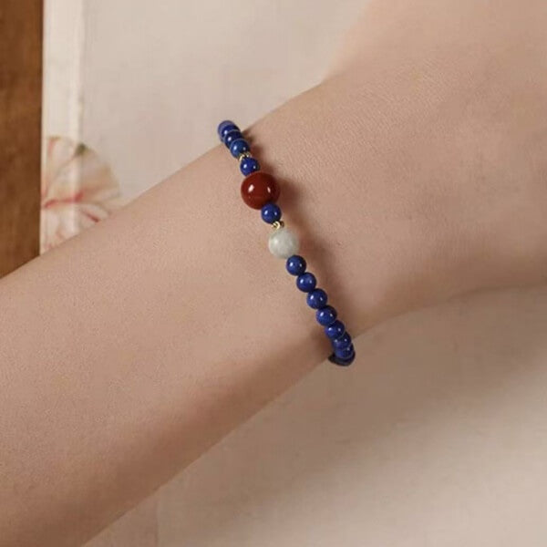 LuckyCharms Natural Lapis Lazuli Agate Pendant Single-Stand Bracelet