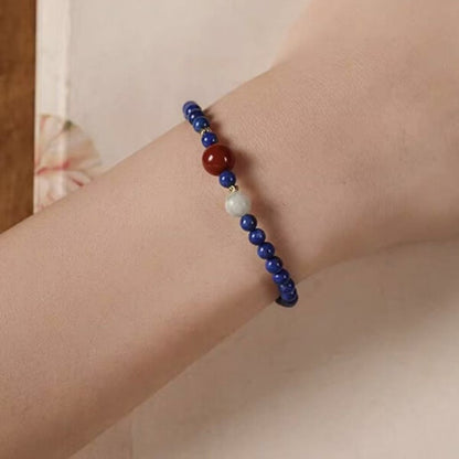 LuckyCharms Natural Lapis Lazuli Agate Pendant Single-Stand Bracelet