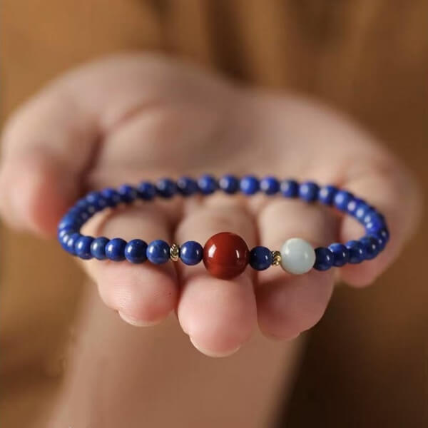 LuckyCharms Natural Lapis Lazuli Agate Pendant Single-Stand Bracelet