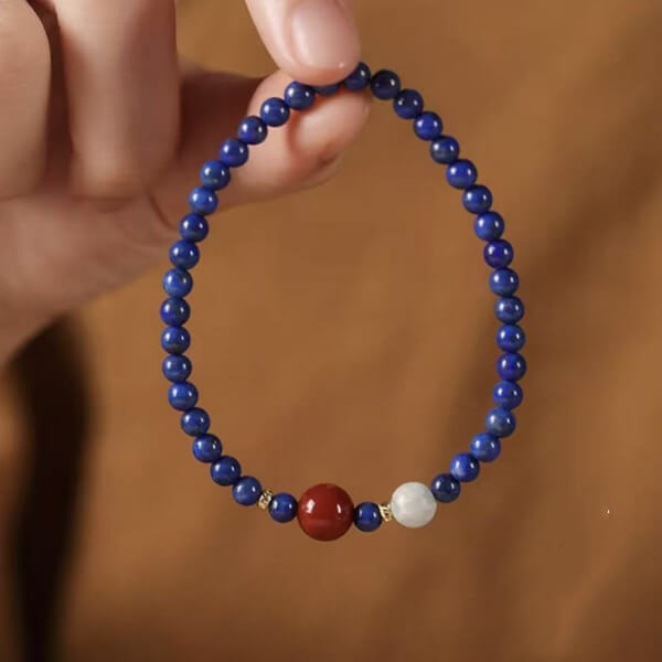 LuckyCharms Natural Lapis Lazuli Agate Pendant Single-Stand Bracelet