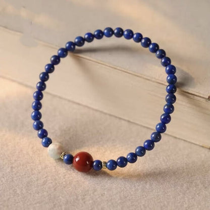 LuckyCharms Natural Lapis Lazuli Agate Pendant Single-Stand Bracelet