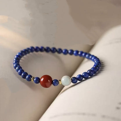 LuckyCharms Natural Lapis Lazuli Agate Pendant Single-Stand Bracelet